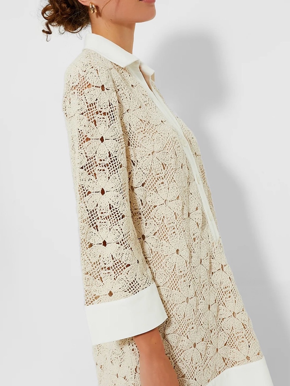 Tuckernuck Cream Crochet Shirt-Tunic Coverup - Picture 3 of 11